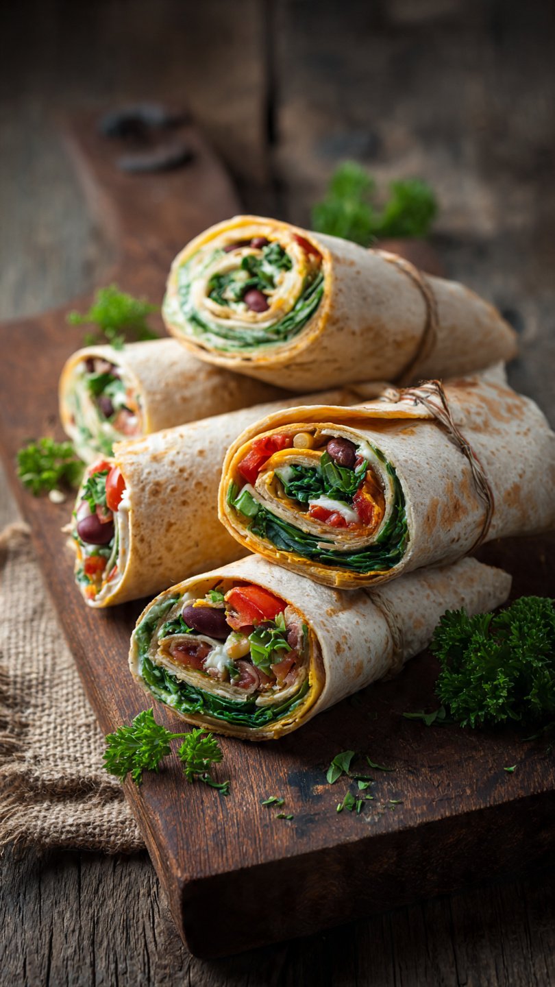 Colorful Vegan Mediterranean Veggie Wraps (Healthy Lunch Ideas!)