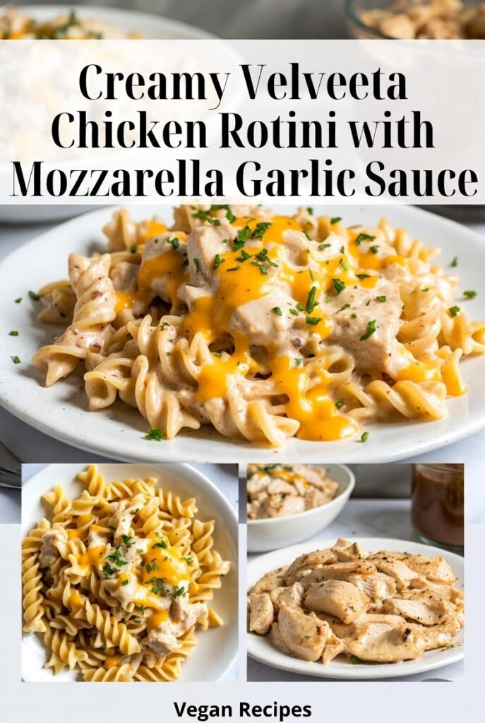 Creamy Velveeta Chicken Rotini with Mozzarella Garlic Sauce