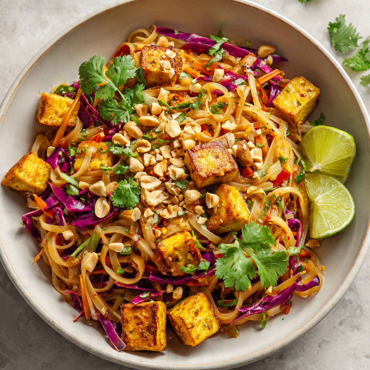 Easy Vegan Pad Thai—Noodles, Tofu & Peanut Crunch!