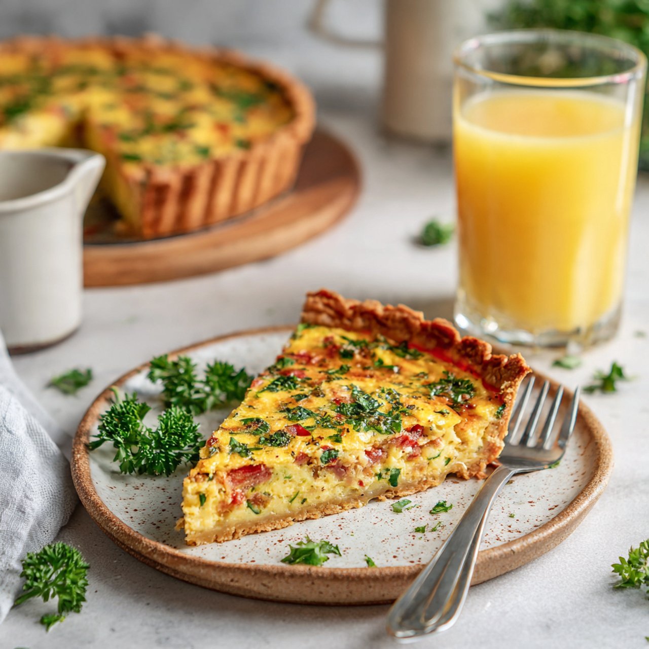 Vegan Quiche with Flaky Crust and Fresh Spinach