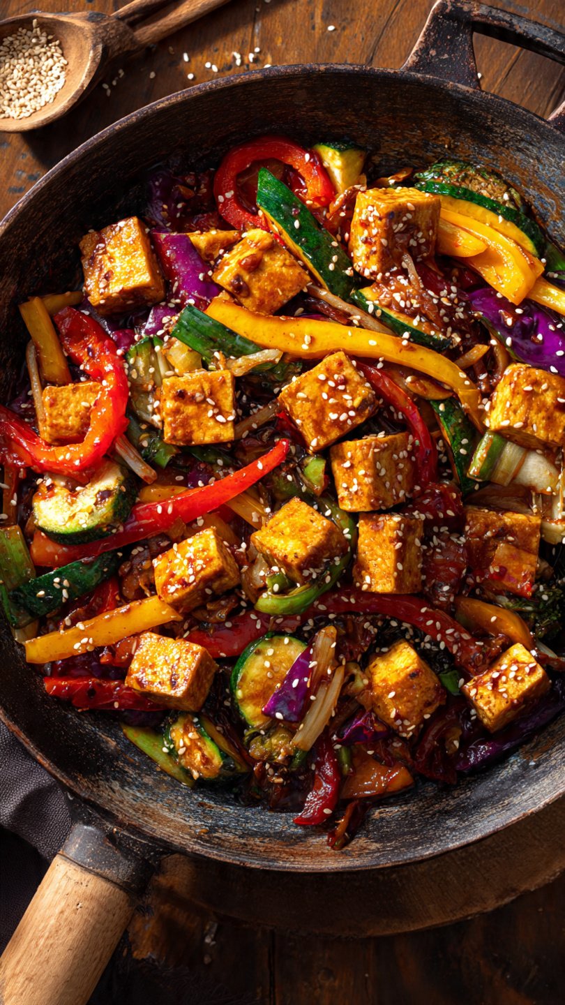 Easy Vegan Stir Fry with Colorful Veggies & Tofu