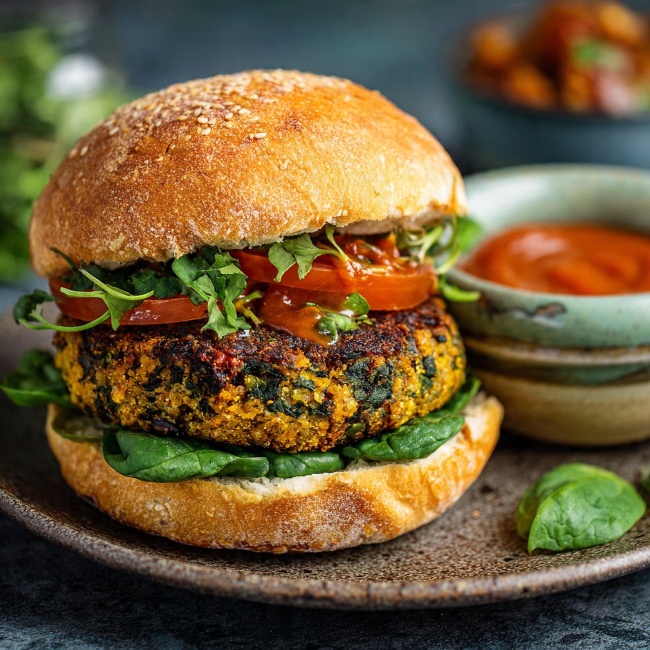 Crispy Vegan Spinach Patties Burgers